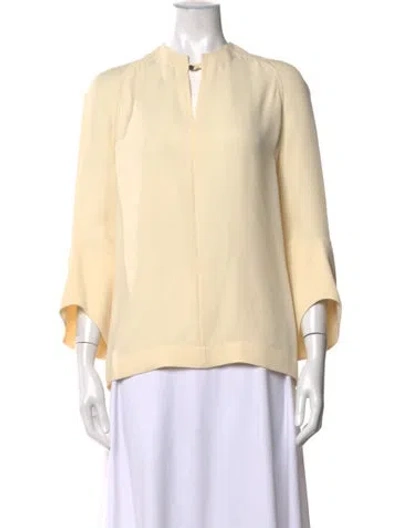 Pre-owned Hermes Silk Three-quarter Sleeve Blouse W/ Tags In Neutrals