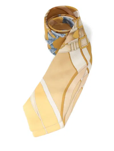 Pre-owned Hermes Silk Tie In Yellow