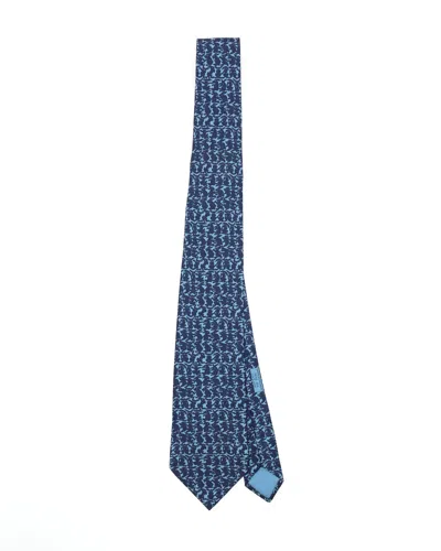 Pre-owned Hermes Hermès Silk Tie In Blue