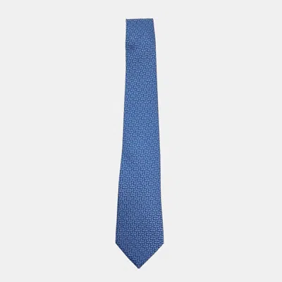 Pre-owned Hermes Silk Tie In Blue