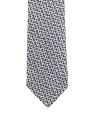 Pre-owned Hermes Silk Tie In Blue