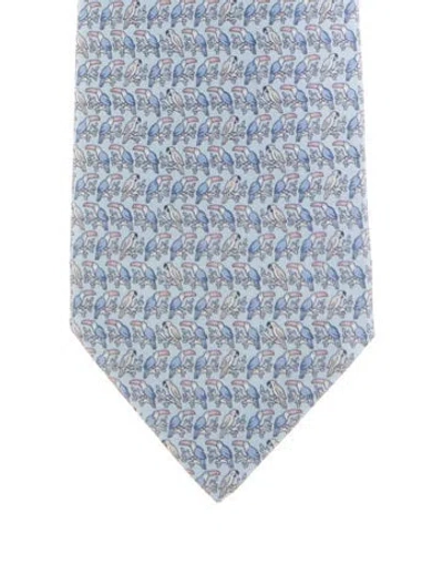 Pre-owned Hermes Silk Tie In Blue