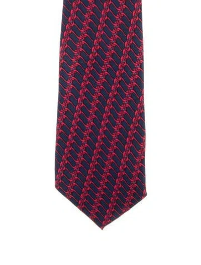 Pre-owned Hermes Silk Tie In Blue