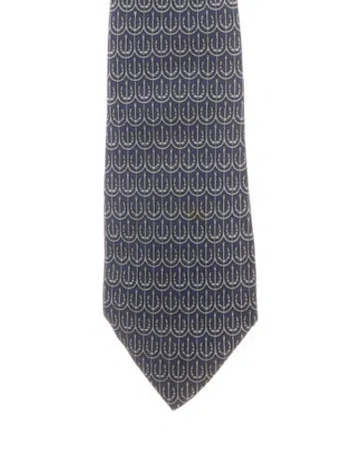 Pre-owned Hermes Silk Tie In Blue