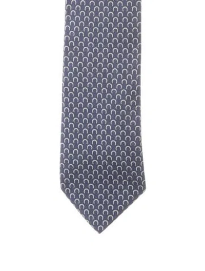 Pre-owned Hermes Silk Tie In Blue