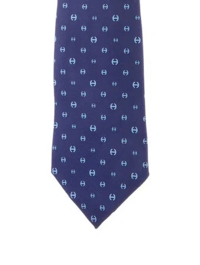 Pre-owned Hermes Silk Tie In Blue