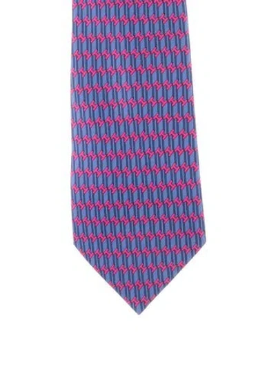 Pre-owned Hermes Silk Tie In Blue