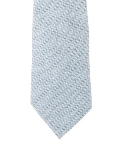Pre-owned Hermes Silk Tie In Blue