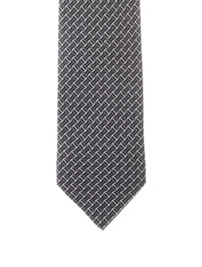 Pre-owned Hermes Silk Tie In Blue
