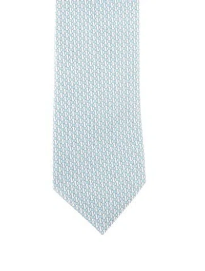 Pre-owned Hermes Silk Tie In Blue