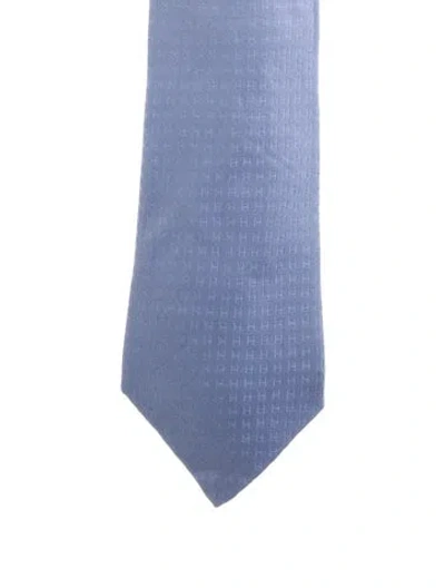 Pre-owned Hermes Silk Tie In Blue