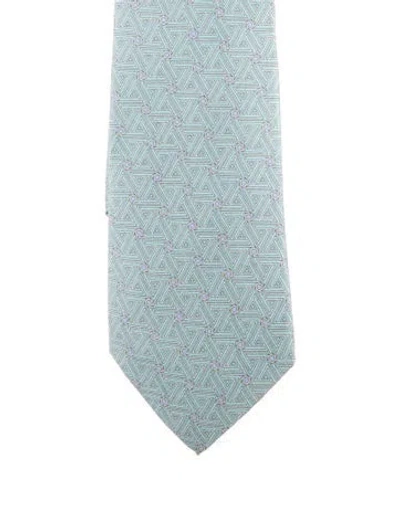 Pre-owned Hermes Silk Tie In Blue