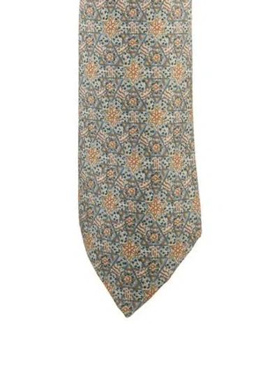 Pre-owned Hermes Silk Tie In Blue