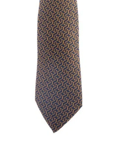 Pre-owned Hermes Silk Tie In Blue