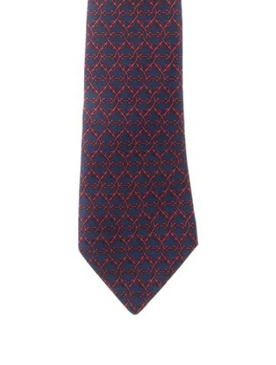 Pre-owned Hermes Silk Tie In Blue