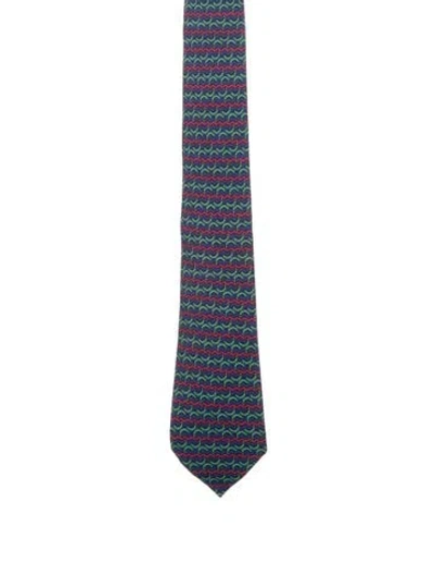 Pre-owned Hermes Silk Tie In Blue