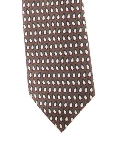 Pre-owned Hermes Silk Tie In Brown