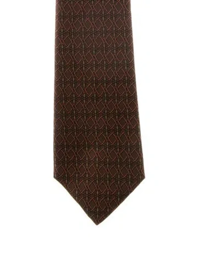Pre-owned Hermes Silk Tie In Brown