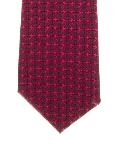 Pre-owned Hermes Silk Tie In Burgundy