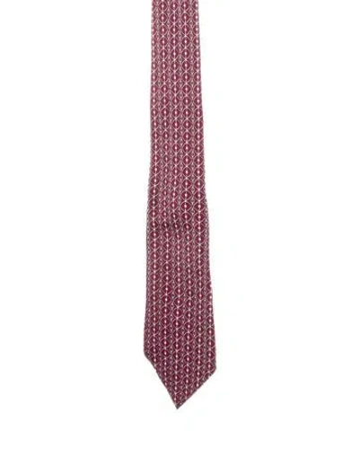 Pre-owned Hermes Silk Tie In Burgundy