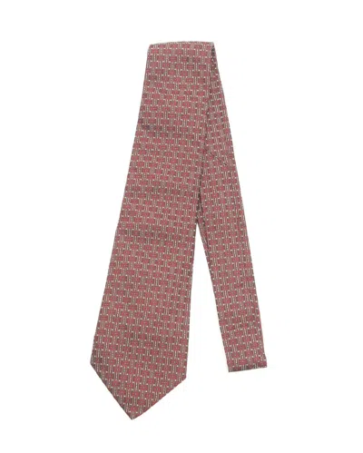 Pre-owned Hermes Hermès Silk Tie In Burgundy