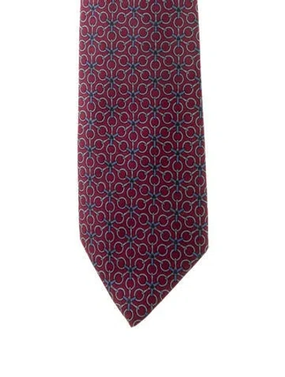 Pre-owned Hermes Silk Tie In Burgundy