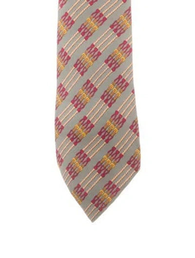 Pre-owned Hermes Silk Tie In Gray