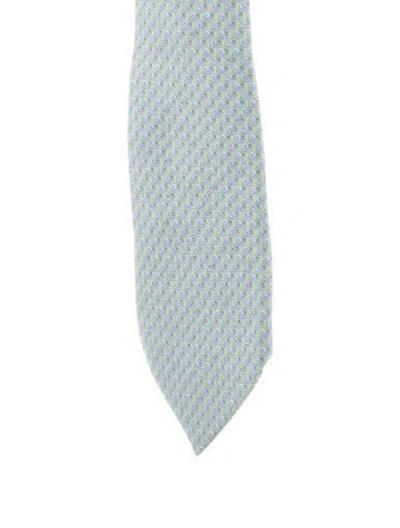 Pre-owned Hermes Silk Tie In Green