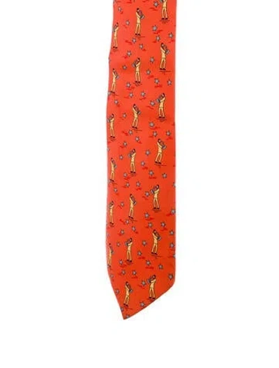 Pre-owned Hermes Silk Tie In Multi