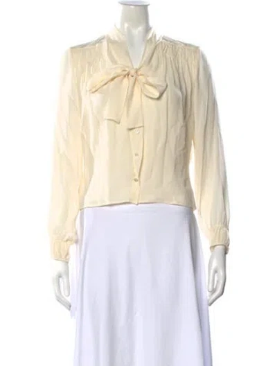 Pre-owned Hermes Silk Tie Neck Blouse