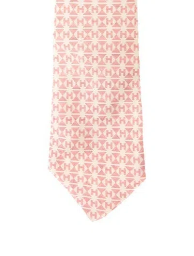 Pre-owned Hermes Silk Tie In Neutrals