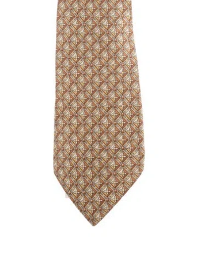 Pre-owned Hermes Silk Tie In Neutrals