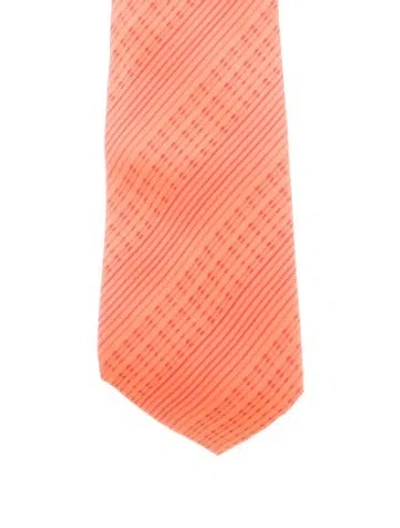 Pre-owned Hermes Silk Tie In Orange