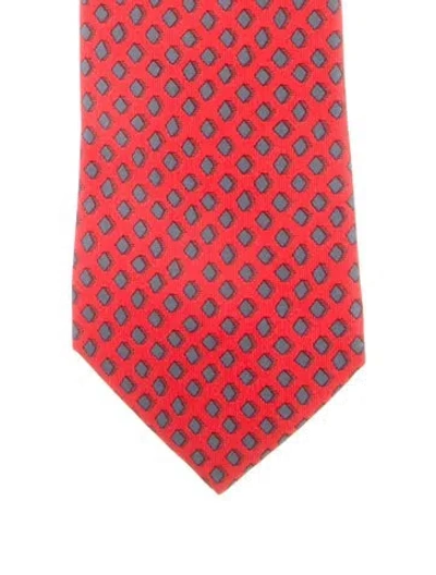 Pre-owned Hermes Silk Tie In Orange
