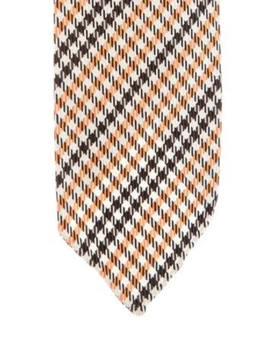 Pre-owned Hermes Silk Tie In Orange