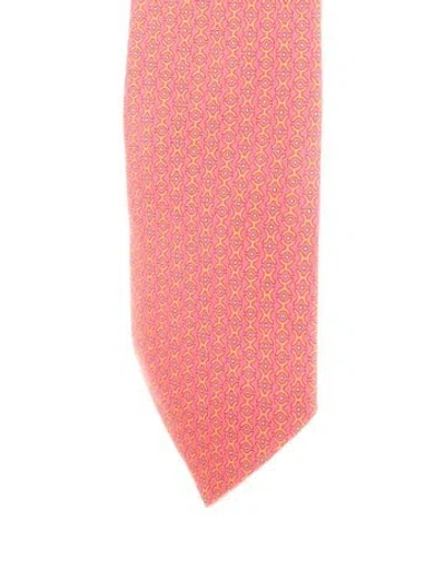 Pre-owned Hermes Silk Tie In Pink