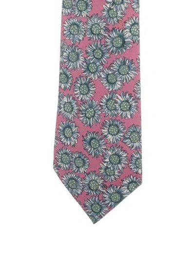 Pre-owned Hermes Silk Tie In Pink
