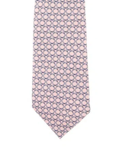 Pre-owned Hermes Silk Tie In Pink