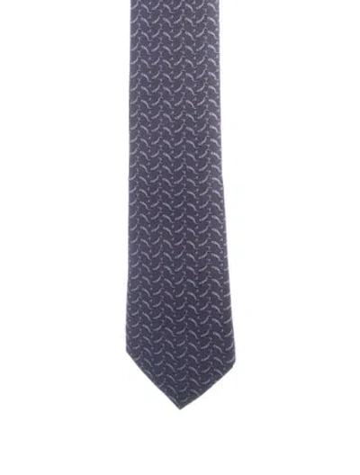 Pre-owned Hermes Silk Tie In Purple