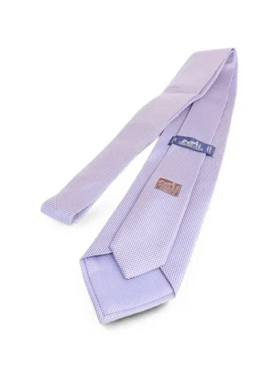 Pre-owned Hermes Silk Tie In Purple