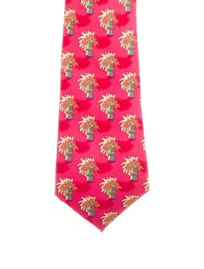 Pre-owned Hermes Silk Tie In Red