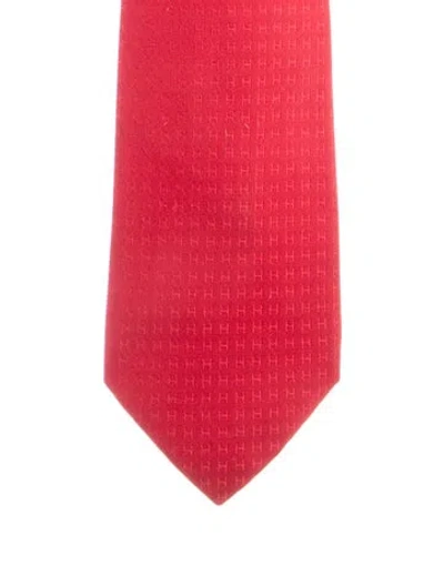 Pre-owned Hermes Silk Tie In Red
