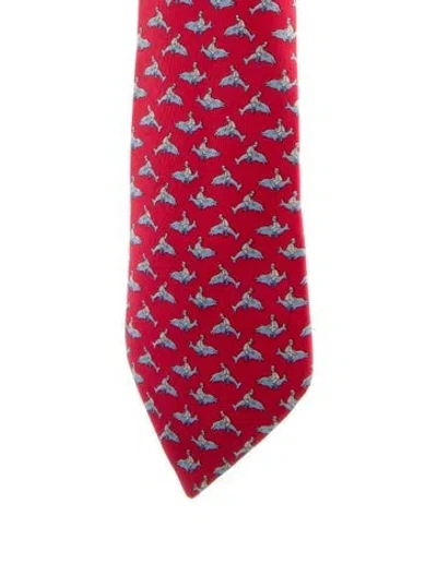 Pre-owned Hermes Silk Tie In Red