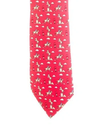 Pre-owned Hermes Silk Tie In Red