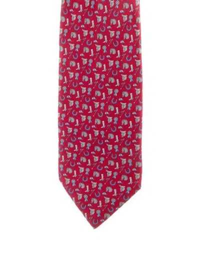 Pre-owned Hermes Silk Tie In Red