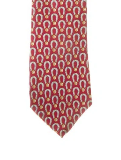 Pre-owned Hermes Silk Tie In Red