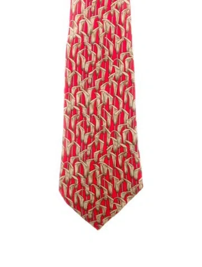 Pre-owned Hermes Silk Tie In Red