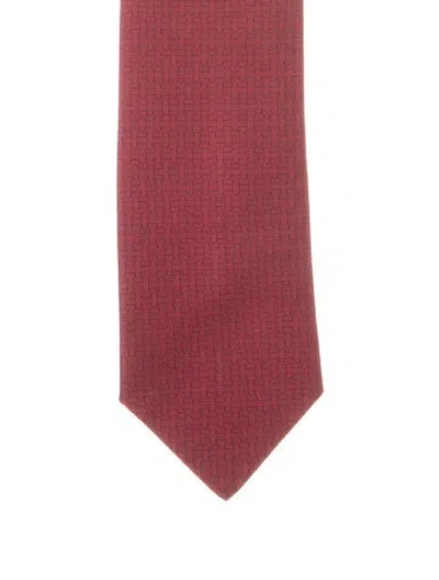 Pre-owned Hermes Silk Tie In Red