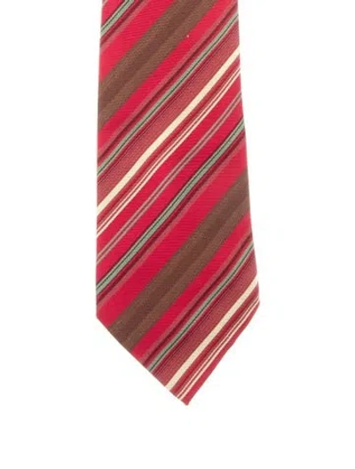 Pre-owned Hermes Silk Tie In Red