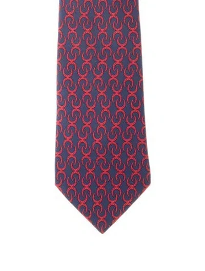 Pre-owned Hermes Silk Tie In Red